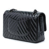 Secondhand Chanel Medium Classic Chevron Patent So Black Double Flap
