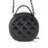 Secondhand Chanel Quilted Glazed Lambskin Handle With Care Round Vanity Case with Chain