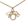 Secondhand Dior Gold Plated Strass Logo Pendant Necklace