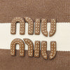 Secondhand Miu Miu Striped Canvas Logo Drawstring Handbag