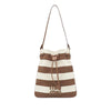 Secondhand Miu Miu Striped Canvas Logo Drawstring Handbag