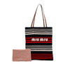 Secondhand Miu Miu Tricolor Cotton Crochet Logo Striped Vertical Tote