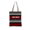 Secondhand Miu Miu Tricolor Cotton Crochet Logo Striped Vertical Tote