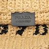 Secondhand Prada Small Raffia Effect Crochet Embroidered Logo Tote