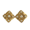 Secondhand Chanel Vintage CC Diamond Clip-On Earrings Metal and Imitation
