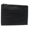 Saint Laurent Zip Pouch Crocodile Embossed Leather
