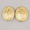 Chanel clips bouton ovale ange logo Gold-plated