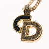 Secondhand Christian Dior CD Pendant Necklace Metal and Crystals