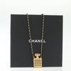 Secondhand Chanel CC Perfume Bottle Pendant Chain Long Necklace Metal with Leather, Crystals and Faux