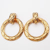 Chanel CC Quilted Hoop Earrings Gold Plated