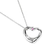 Secondhand Tiffany & Co. Elsa Peretti Open Heart Pendant Necklace Sterling Silver with Pink Sapphire