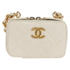 Chanel Lacquered Metal CC Zip Around Card Holder on Chain Quilted Lambskin