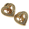 Secondhand Christian Dior CD Heart Clip-on Earrings Metal and Crystals