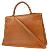 Hermes Kelly Handbag Brown Courchevel with Gold Hardware