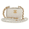 Chanel Lacquered Metal CC Zip Around Card Holder on Chain Quilted Lambskin