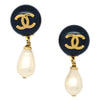 Secondhand Chanel CC Dangle Earrings Metal with Faux