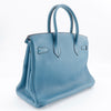 Hermes Birkin Handbag Blue Clemence with Palladium Hardware
