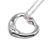Secondhand Tiffany & Co. Elsa Peretti Open Heart Pendant Necklace Sterling Silver with Pink Sapphire