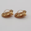 Chanel Vintage Round Clip-On Earrings Metal with Faux Pearl