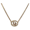 Secondhand Christian Dior Vintage Logo Round Pendant Necklace Metal and Crystals
