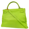 Secondhand Hermes Kelly Handbag Green Gulliver with Gold Hardware