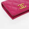 Secondhand Chanel Textured CC Bifold Wallet Quilted Caviar