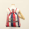 Secondhand Gucci Logo Drawstring Backpack Striped
