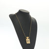 Secondhand Chanel CC Perfume Bottle Pendant Chain Long Necklace Metal with Leather, Crystals and Faux