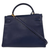 Secondhand Hermes Kelly Handbag Blue Ardennes with Gold Hardware