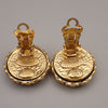 Secondhand Chanel Vintage CC Round Button Clip-On Earrings Metal and Wood