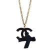 Secondhand Chanel CC Bow Chain Pendant Necklace Metal with