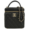 Secondhand Chanel CC Top Handle Vanity Case with Chain Quilted Caviar