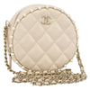 Chanel Round Clutch with Chain Quilted Calfskin with Pearl Detail