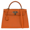 Hermes Kelly Handbag Orange Swift with Palladium Hardware