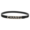 Secondhand Chanel Logo Belt Black Leather Accessories