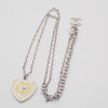 Secondhand Chanel CC Heart Pendant Necklace Faux Pearls with Resin, Metal and Crystals