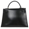 Secondhand Hermes Kelly Handbag Black Box Calf with Gold Hardware