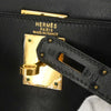 Secondhand Hermes Kelly Handbag Black Box Calf with Gold Hardware