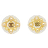 Secondhand Chanel CC Button Stud Earrings Metal with Faux Pearls and Crystals