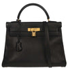 Secondhand Hermes Kelly Handbag Black Ardennes with Gold Hardware