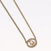 Secondhand Christian Dior Vintage Logo Round Pendant Necklace Metal and Crystals