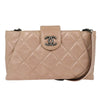 Chanel Coco Pleats Duo Color Chain Clutch Quilted Glazed Calfskin