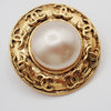 Chanel Vintage Round Clip-On Earrings Metal with Faux Pearl