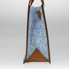 Versace Allover Logo Convertible Tote Printed Denim with Leather