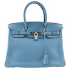 Hermes Birkin Handbag Blue Clemence with Palladium Hardware
