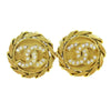 Secondhand Chanel CC Button Clip-On Earrings Metal with Faux