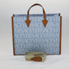 Versace Allover Logo Convertible Tote Printed Denim with Leather