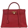 Secondhand Hermes Kelly Handbag Red Ardennes with Gold Hardware