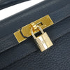 Hermes Kelly Handbag Blue Ardennes with Gold Hardware