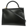 Hermes Kelly Handbag Black Box Calf with Brushed Palladium Hardware